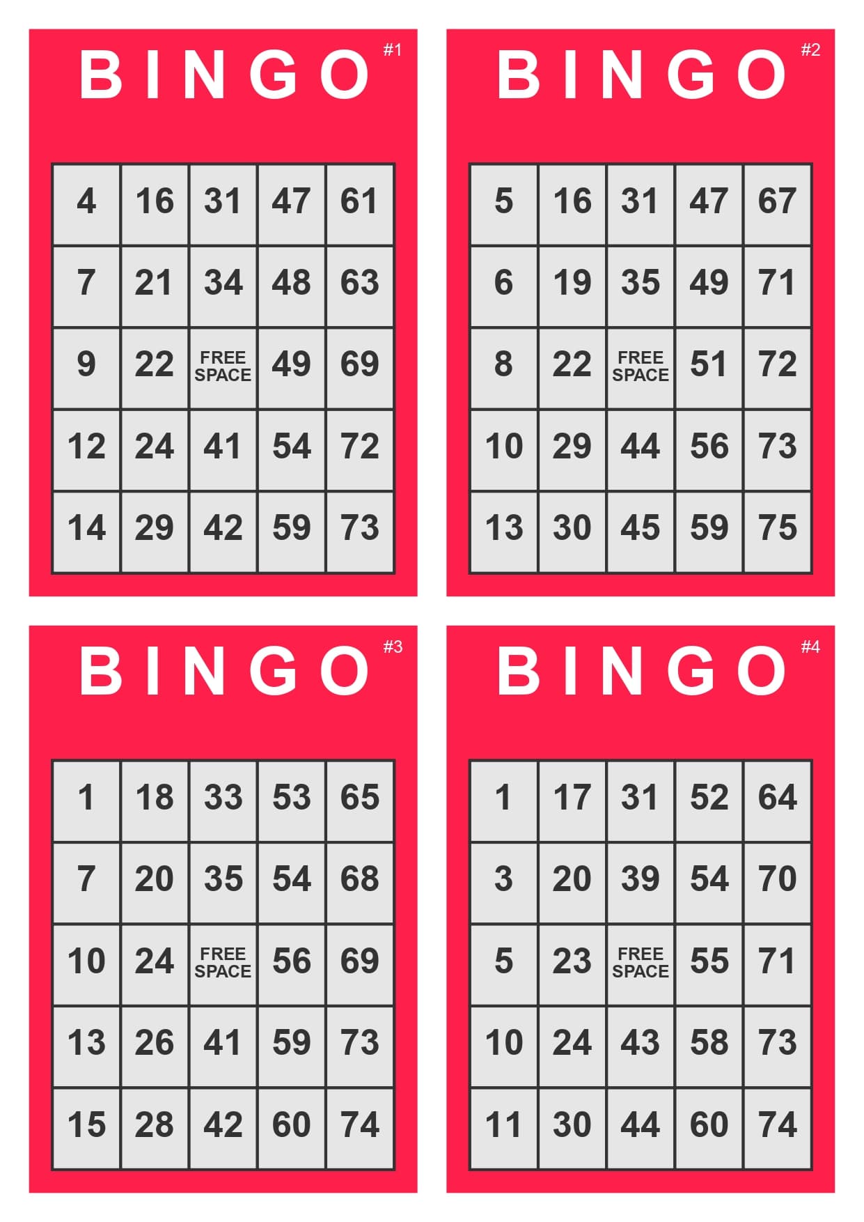 Professional bingo ticket printing